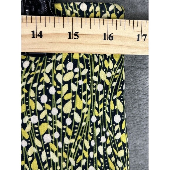 Sigrid Olsen Size 6 Yellow Green‎ Vine Floral Cotton Cropped Pants Boho Festival - Picture 5 of 10